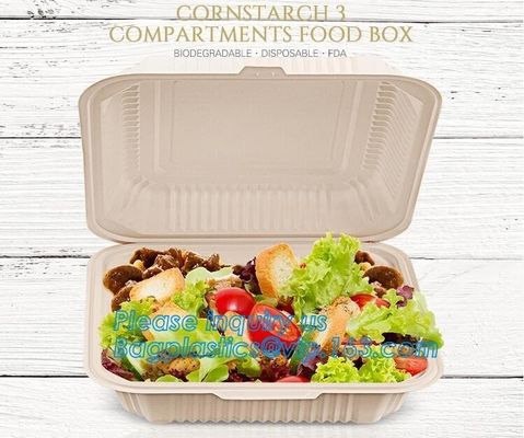 corn starch clamshell box,Corn Starch Food Container, Disposable Lunch Box,Biodegradable Microwave Corn Starch Food Cont