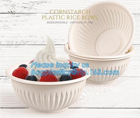 24oz disposable plastic soup bowl corn starch white bowls with lids,Disposable Round Soup Corn Starch Biodegradable Bowl