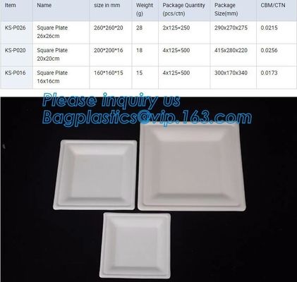 Eco Friendly sugarcane bagasse plates display tray,disposable 5 compartments sugarcane pulp plates with lid, bagplastics