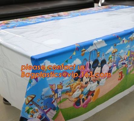 108cm *180cm Cartoon princess disposable tablecloth happy birthday party plastic tablecover supplies girls favor 1pcs/lo