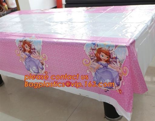 108cm *180cm Cartoon princess disposable tablecloth happy birthday party plastic tablecover supplies girls favor 1pcs/lo