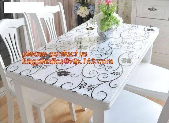 PVC Tablecloth Gold Silver Flower Soft Glass Square/Rectangle Tablecover Waterproof Oilproof Dining Table cloth BAGEASE