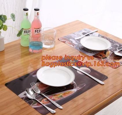 Wholesale price dining mat PVC Fabric silicone placemat table mat,tableware accessories round plastic placemat PVC water