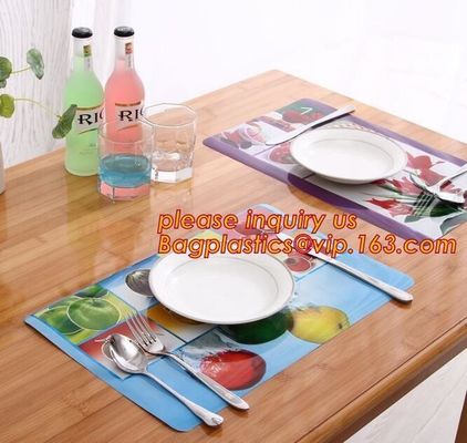 Wholesale price dining mat PVC Fabric silicone placemat table mat,tableware accessories round plastic placemat PVC water