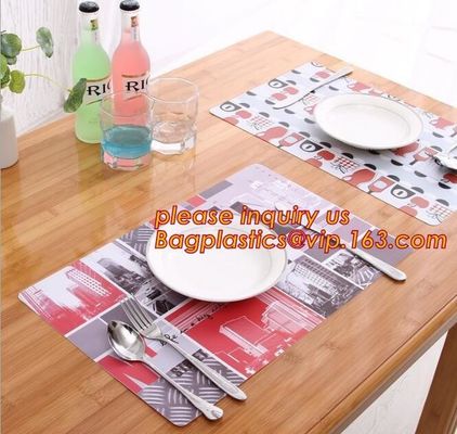 Wholesale price dining mat PVC Fabric silicone placemat table mat,tableware accessories round plastic placemat PVC water