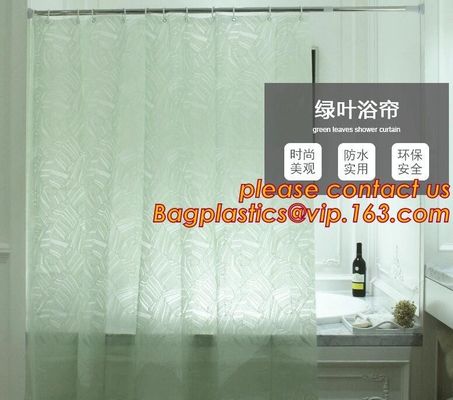 PEVA Bathroom hooks shower curtain, PEVA Shower Curtain Disposable Bath Curtain, shower curtain For Hotel Bathroom packa