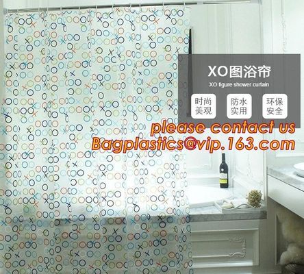 Mould Proof Waterproof white and black trellis design pvc custom bath curtain printed shower curtain, High quality Polye