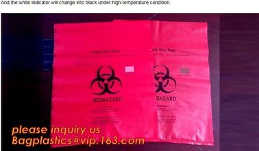 Durable plastic Biohazard Bags for medical waste, biohazard specimen transport poly bag, hazardous waste yellow plastic