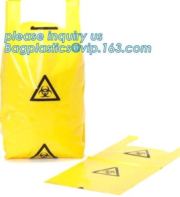 Disposable plastic biohazard bags infectious linen waste bags, Yellow Biohazard Waste Bag Medical Specimen Transport Bag