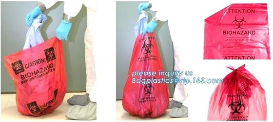 Disposable plastic biohazard bags infectious linen waste bags, Yellow Biohazard Waste Bag Medical Specimen Transport Bag