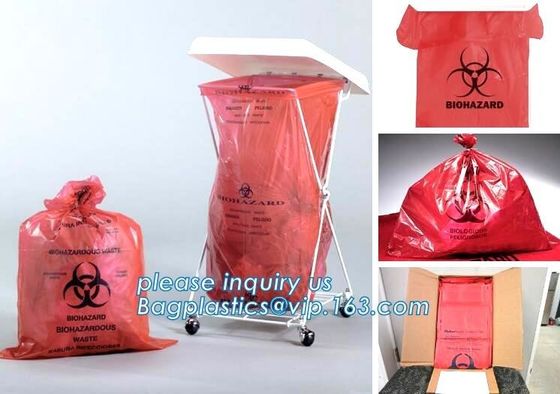 Disposable Hospital Medical Waste garbage Biohazard Collection Bags, Plastic pe medical biohazard waste bag, Yellow bioh