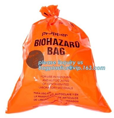 Plastic biohazard waste bags for clinical waste, big capacity yellow biohazard bag with gusset, Autoclavable Biohazard M