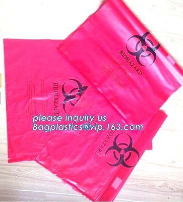 Plastic biohazard waste bags for clinical waste, big capacity yellow biohazard bag with gusset, Autoclavable Biohazard M