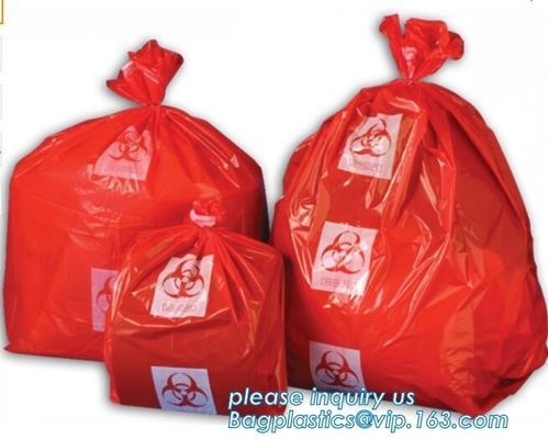 Draw string Biohazard garbage/trash bag for infecciosas/hospital use, biohazardous waste bag, bagplastics, bagease, pac