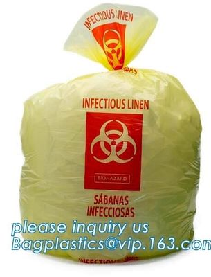 Draw string Biohazard garbage/trash bag for infecciosas/hospital use, biohazardous waste bag, bagplastics, bagease, pac