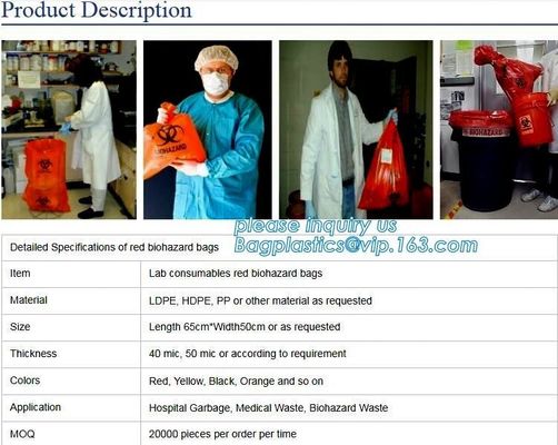 medical garbage bag in roll medical biohazard plastic bag, Biohazard resealable specimen bag,bag for laboratory, bagease