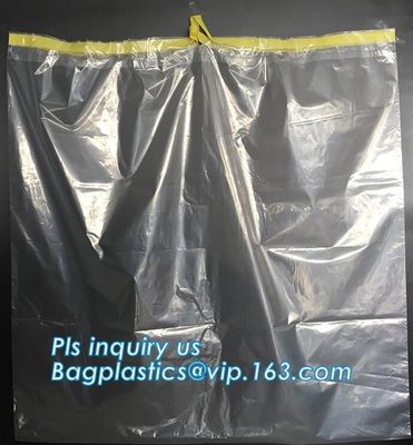 Extra large capacity biohazard drawtape trash bag interleaf coreless roll plastic garbage bag for hospital use, DRAWSTAP