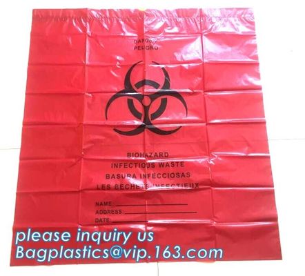 Yellow with black biohazard logo plastic drawstring trash bag, High quality Useful Trash Bag with Drawstring, BAGEASE