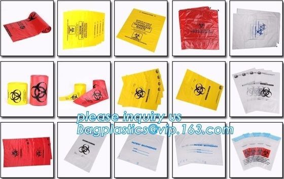 Yellow with black biohazard logo plastic drawstring trash bag, High quality Useful Trash Bag with Drawstring, BAGEASE