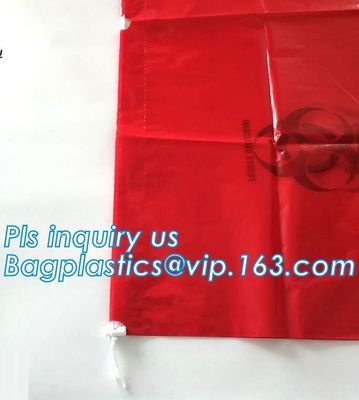 HDPE/LDPE/PP autoclave bags medical garbage bag for biohazard waste, yellow with printing medical biohazard waste bag