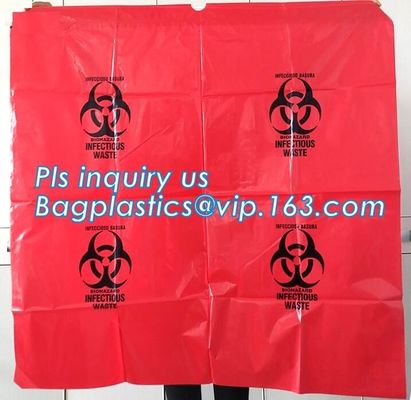 HDPE/LDPE/PP autoclave bags medical garbage bag for biohazard waste, yellow with printing medical biohazard waste bag