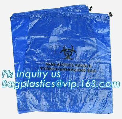 Large Drawstring Biohazardous Waste Bags, Nice printing red incinerate waste bag, Biohazard Bags Medical Waste Bags with