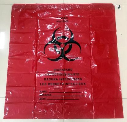 Adhensive tape bag, self seal bagsYellow/red/black biohazard infectious/medical waste bag/liner with drawcord/drawstring