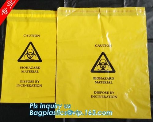 self seal adhesive biohazard waste bags clinical resealable hazardous removal bag, Sealing Tape Biohazard Waste Bags