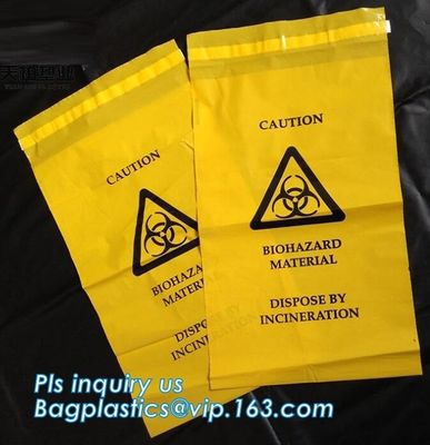 self seal adhesive biohazard waste bags clinical resealable hazardous removal bag, Sealing Tape Biohazard Waste Bags