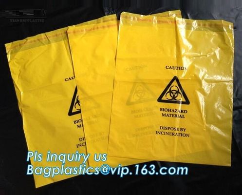 self seal adhesive biohazard waste bags clinical resealable hazardous removal bag, Sealing Tape Biohazard Waste Bags