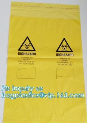 self seal adhesive biohazard waste bags clinical resealable hazardous removal bag, Sealing Tape Biohazard Waste Bags