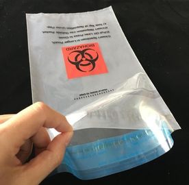 printing self adhesive biohazard waste bag, autoclave biohazard specimen transport bag, Medical Biohazard Plastic Poly B