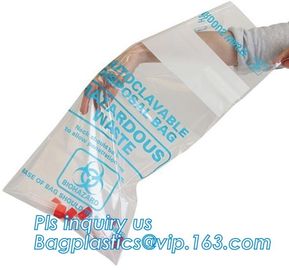 60 micron clear LDPE plastic cotton draw string garbage biohazard bag, Custom printed compostable flat on roll trash bag