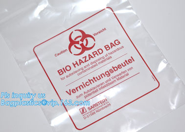 60 micron clear LDPE plastic cotton draw string garbage biohazard bag, Custom printed compostable flat on roll trash bag