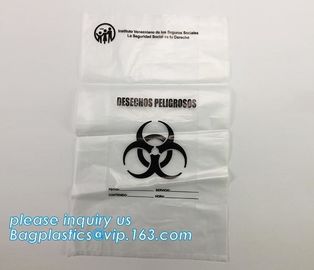 biodegradable biohazard bag/Recycled garbage bag, Polyethylene Biohazard Printed Clear Plastic Zip lockk Specimen Bags Wit