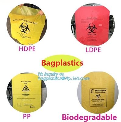 medical bag colorful infectious plastic disposable bags, Medical Consumables Biohazard Waste Bag Disposable HDPE LDPE pl