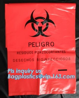 medical bag colorful infectious plastic disposable bags, Medical Consumables Biohazard Waste Bag Disposable HDPE LDPE pl