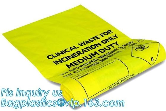 medical bag colorful infectious plastic disposable bags, Medical Consumables Biohazard Waste Bag Disposable HDPE LDPE pl