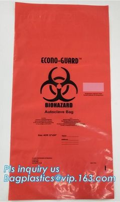 Large Capacity Red Biohazardous Disposal Medical Waste Plastic Trash Bags on Roll, High temperature resistance 120C Bioh