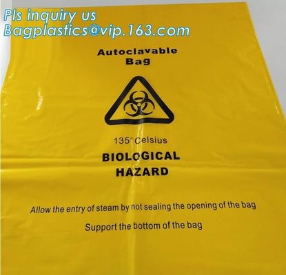 biohazard plastic waste bags clinical disposal bags in yellow color, heavy duty red medical biohazard garbage trash bags