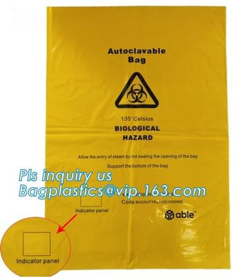 biohazard plastic waste bags clinical disposal bags in yellow color, heavy duty red medical biohazard garbage trash bags