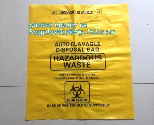 Colored Biodegradable Clinical Waste Bags Medical Biohazard Waste Bag, Customized A3 Medical Biohazard Autoclave Bags