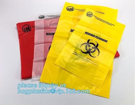 Colored Biodegradable Clinical Waste Bags Medical Biohazard Waste Bag, Customized A3 Medical Biohazard Autoclave Bags