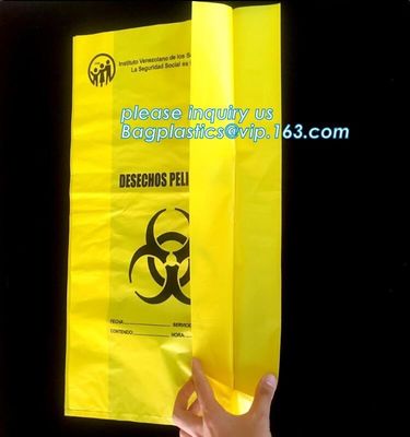 Hospital Biohazard Bag Medical Waste Garbage Bags Infections Linens Waste Bags, Biodegradable Plastic Hospital biohazard