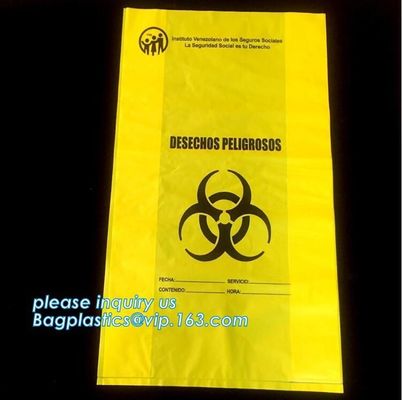 Hospital Biohazard Bag Medical Waste Garbage Bags Infections Linens Waste Bags, Biodegradable Plastic Hospital biohazard