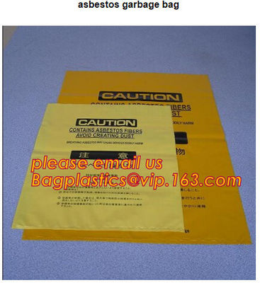 dipsoable LDPE asbestos bags with warning words, polythene LDPE asbestos disposal bags, 6 Mil Jumbo Disposal Asbestos Wa