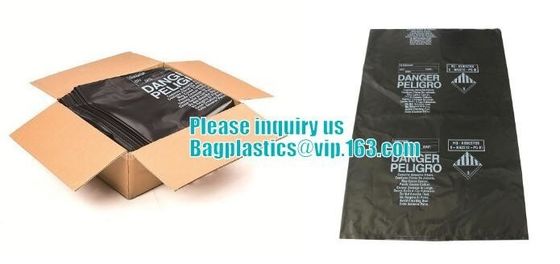 Building industry use plastic LDPE material thick and large reusable asbestos printed bags for garbage, bagplastics, bag