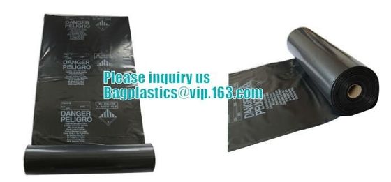 Building industry use plastic LDPE material thick and large reusable asbestos printed bags for garbage, bagplastics, bag