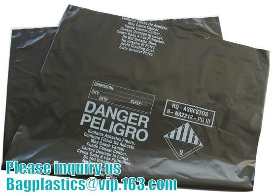 strong thick asbestos disposal bags, asbestos car garbage rubbish bag, Asbestos waste polyethylene disposal bag, bagese