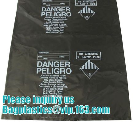 strong thick asbestos disposal bags, asbestos car garbage rubbish bag, Asbestos waste polyethylene disposal bag, bagese